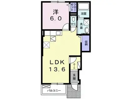 ベルセフォネIII(1LDK/1階)の間取り写真