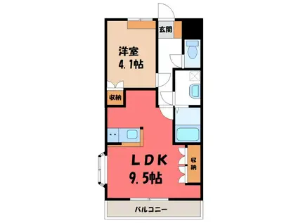 リバティ ミユウI(1LDK/2階)の間取り写真