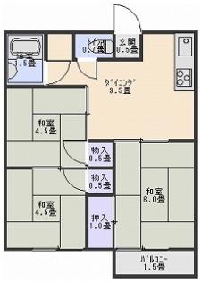 コーポ紫塚A(3DK/1階)の間取り写真