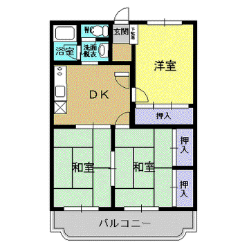 ビューハイツ小野(3DK/2階)の間取り写真