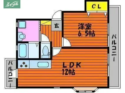 サウスシャインハヤシ(1LDK/2階)の間取り写真