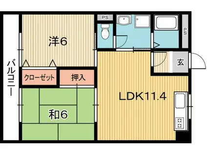 ユートピアIII(2LDK/4階)の間取り写真