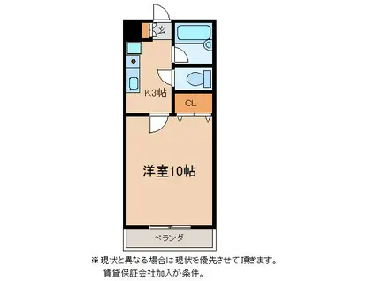 レイクサイド・ウィステリア(1K/3階)の間取り写真