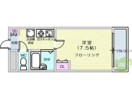 コモード・カルム河原町(1K/1階)の間取り写真