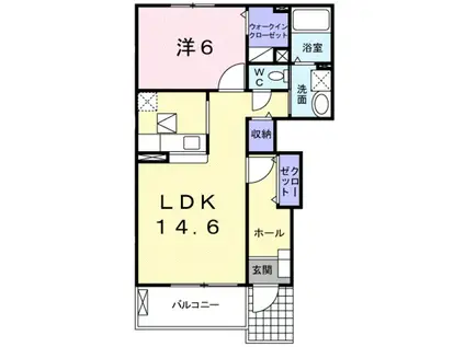 グランモデッサA(1LDK/1階)の間取り写真