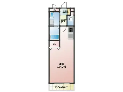 メゾン・ド・フルール(ワンルーム/4階)の間取り写真