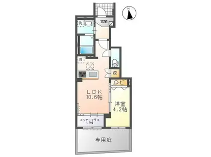 ティーノ フェリーチェ(1LDK/1階)の間取り写真
