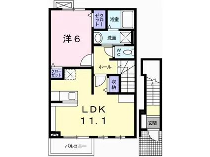 メゾン・ド・グラースB(1LDK/2階)の間取り写真