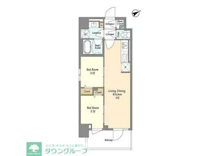 グランカーサ町屋II(2LDK/2階)の間取り写真