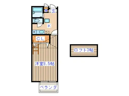 キャッスル旭(1K/1階)の間取り写真