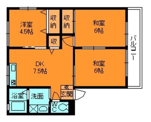 ハイム櫟(3DK/1階)の間取り写真