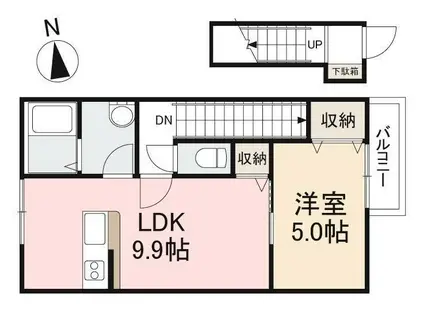 ルミエール元山I(1LDK/2階)の間取り写真