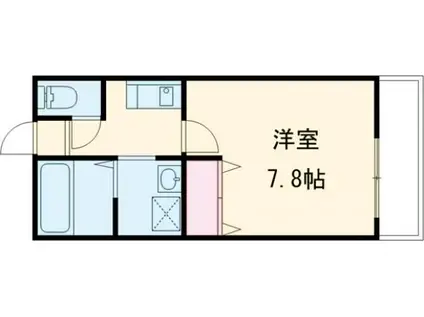 GRADITO富雄駅前 2番館(1K/2階)の間取り写真