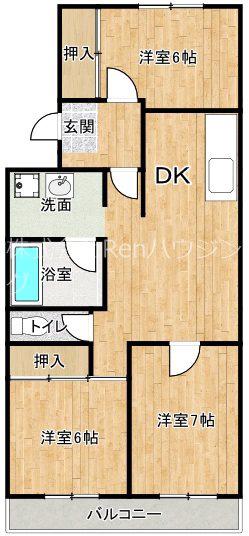 サラグレース川内(3DK/1階)の間取り写真