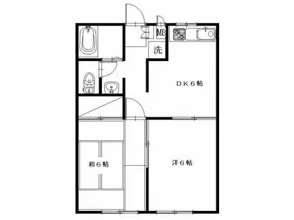 ヴィラクレストB(2DK/1階)の間取り写真