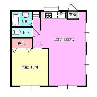 Uハウス(1LDK/1階)の間取り写真