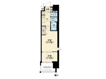 AELL OSAKA イースト(2K/14階)の間取り写真