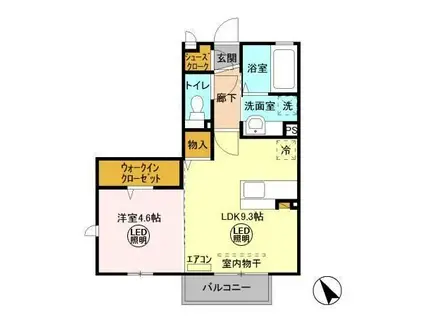 グランシャリオII(1LDK/2階)の間取り写真