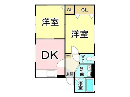 カーサ森(2DK/1階)の間取り写真