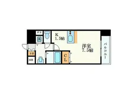 プレサンス 名古屋STATIONアライブ(1K/2階)の間取り写真