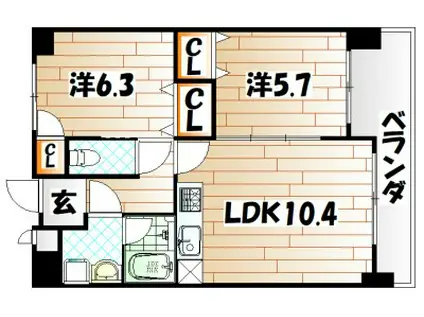 フィオレンティーナ(2LDK/11階)の間取り写真