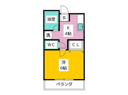 CUATROCASASOGIKUBO(1K/2階)の間取り写真