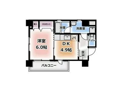 クリア壱番館(1DK/4階)の間取り写真
