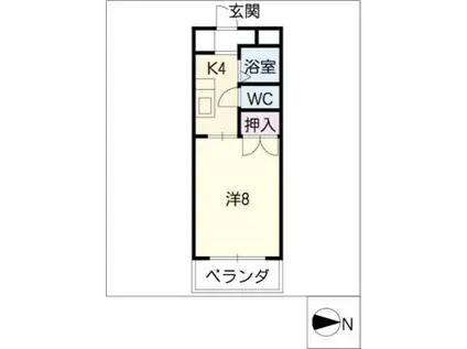 第2ハイツ竹長(1K/1階)の間取り写真