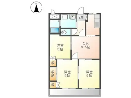 コスモハイツ(3DK/2階)の間取り写真