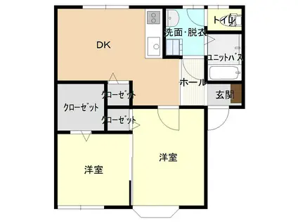 カーサ・ラルジェント(2DK/1階)の間取り写真