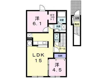 アリ・ビラIII(2LDK/2階)の間取り写真