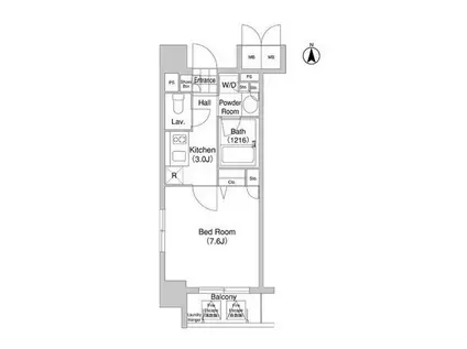 コンフォリア清澄白河サウス(1K/2階)の間取り写真