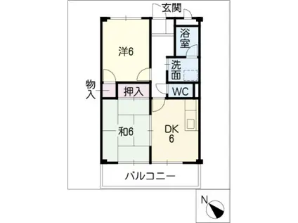 サンハイム鹿嶋(2DK/2階)の間取り写真