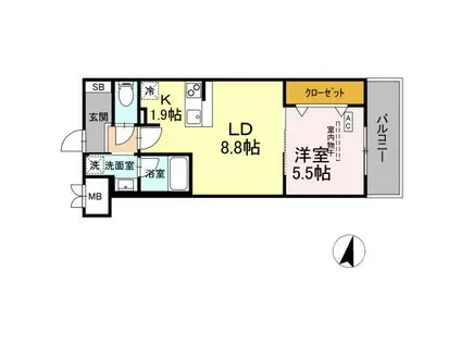 BULL HOUSE(1LDK/6階)の間取り写真