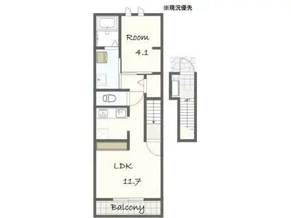 エスコート 和音B(1LDK/2階)の間取り写真