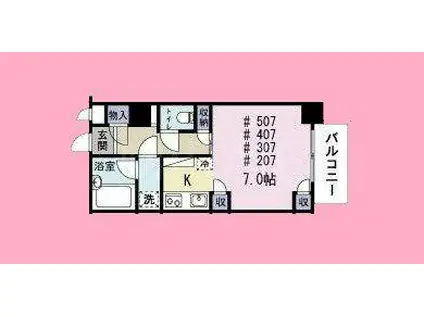 ジュネス南林間 II(1K/5階)の間取り写真