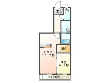 MAISON・MAST売市A・B(1LDK/3階)の間取り写真