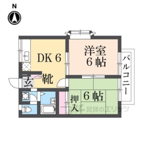 エステートピア築山二番館(2DK/2階)の間取り写真