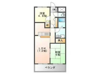 近江鉄道本線 桜川駅(滋賀) 徒歩18分 2階建 築24年(2LDK/2階)の間取り写真