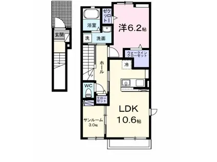 メゾン未来(1LDK/2階)の間取り写真