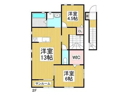 クレアティーヴォ西町(2LDK/2階)の間取り写真