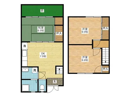 CASA VISTA B棟(3DK/1階)の間取り写真