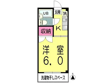 KハイツII(1K/1階)の間取り写真