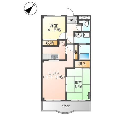プリベールS(2LDK/1階)の間取り写真