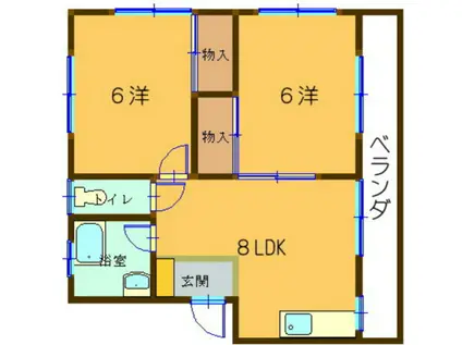 リバティハウス温品(2LDK/3階)の間取り写真