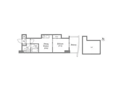 TS-SQUARE天神橋(1DK/7階)の間取り写真