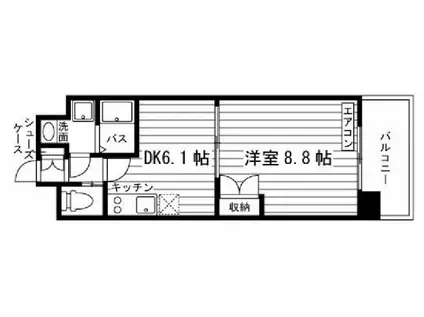 フォレスタ川崎医大西(1DK/4階)の間取り写真