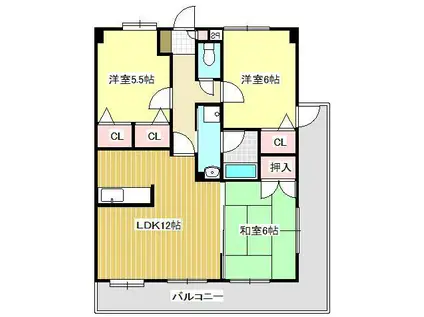ベストビルディング(3LDK/7階)の間取り写真