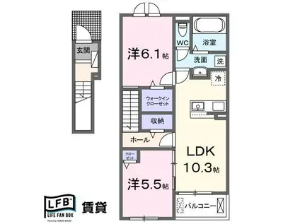 ルミエールV番館(2LDK/2階)の間取り写真