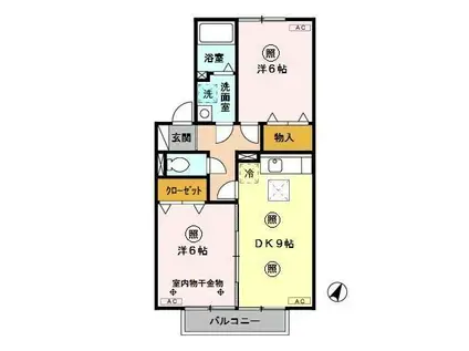 セジュール21(2DK/1階)の間取り写真